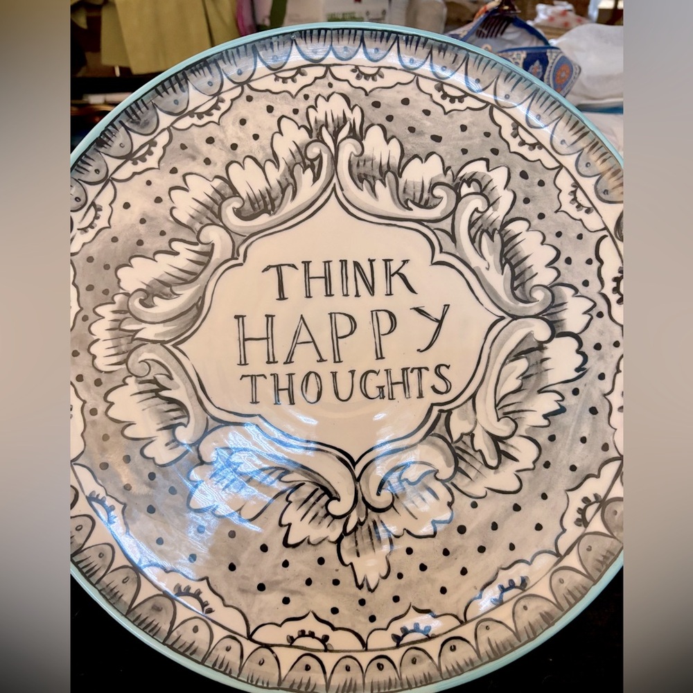 Molly Hatch cake stand “Think Happy Thoughts”